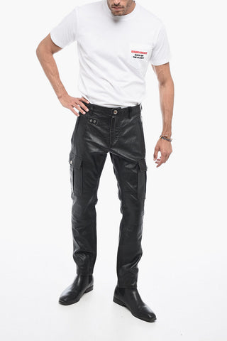 Craquelé Leather Pants with Vintage Effect