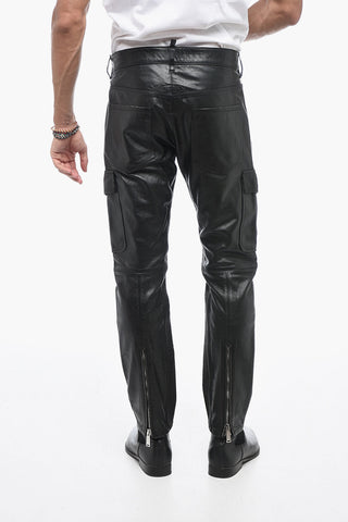 Craquelé Leather Pants with Vintage Effect
