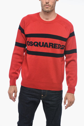 Jaquard Wool Sweater with Logo Lettering