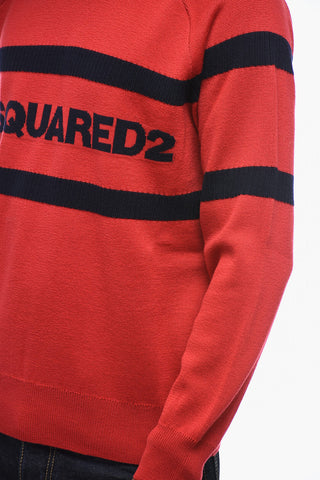 Jaquard Wool Sweater with Logo Lettering