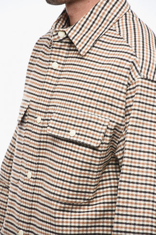 Overshirt Sahariano MICRO CHECK con Bottoni a Pressione