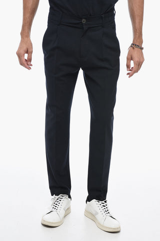Pantaloni in Misto Lana ad 1 Pince con Elastico in Vita