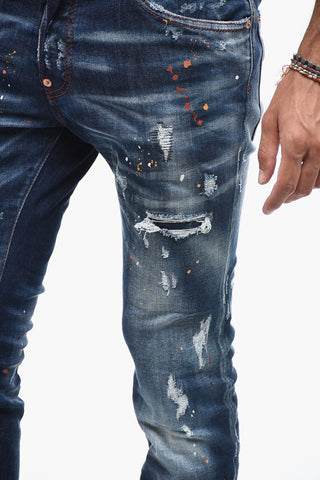 Destoyed Super Twinky Denims with Paint Splat Motif 14cm