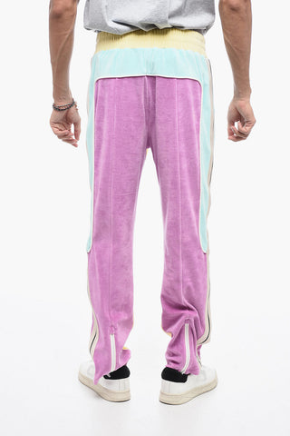 Chenille Track Pants with Color Block Design