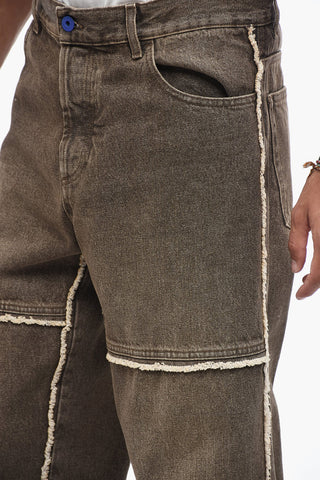 Straight Fit VINTAGE Denims with Raw-cut Details 20cm