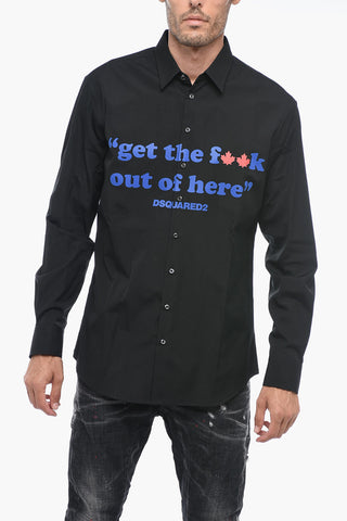 Slim Fit Shirt with Slogan Print