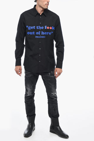 Slim Fit Shirt with Slogan Print