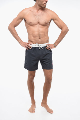 Embroidered Logo Boxer Swimshort with Contrasting Waistband