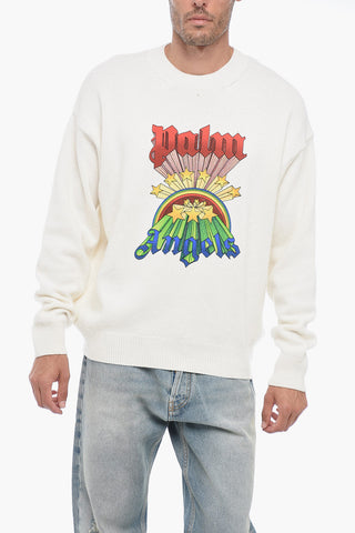 Wool Blend Printed RAINBOW Crewneck Pullover