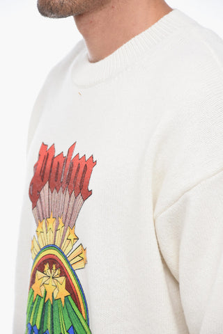Wool Blend Printed RAINBOW Crewneck Pullover