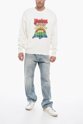Wool Blend Printed RAINBOW Crewneck Pullover