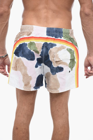 Tie-die Boxer Swimshort with Logo Patch