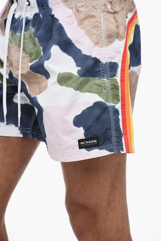Tie-die Boxer Swimshort with Logo Patch