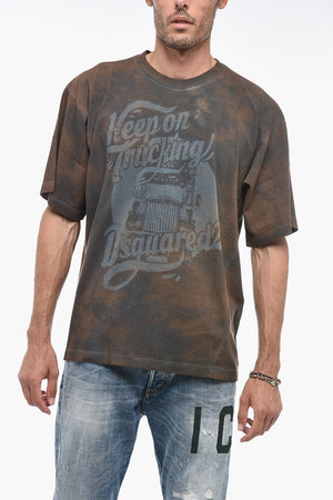 T-Shirt mit Tie-Dye-Effekt und Druck