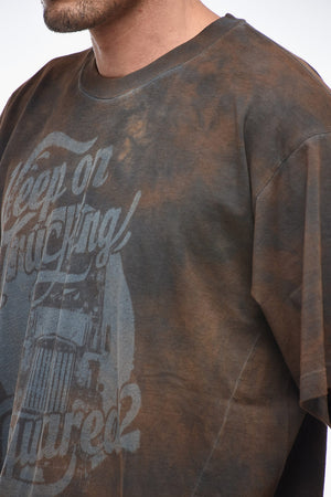 T-Shirt Effetto Tie-Dye con Stampa