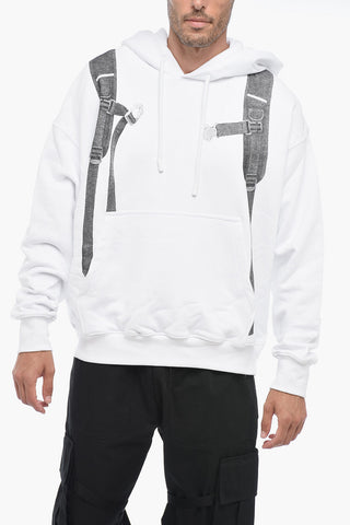 Hoodie Oversized Sweatshirt with Trompe L'Oeil Print