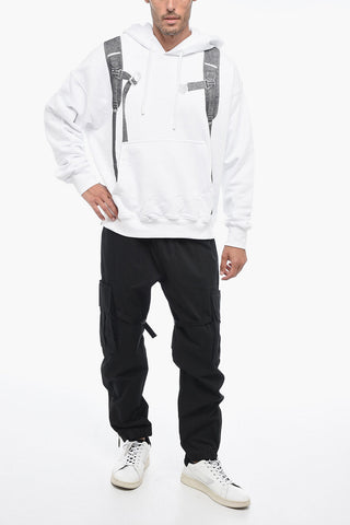 Hoodie Oversized Sweatshirt with Trompe L'Oeil Print