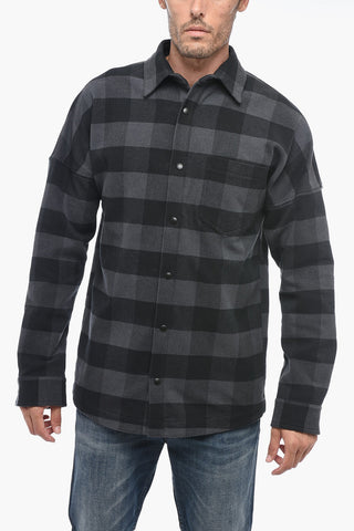 Overshirt in Panno di Cotone con Motivo a Quadri