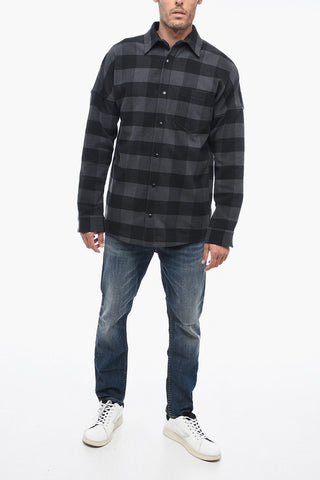 Overshirt in Panno di Cotone con Motivo a Quadri