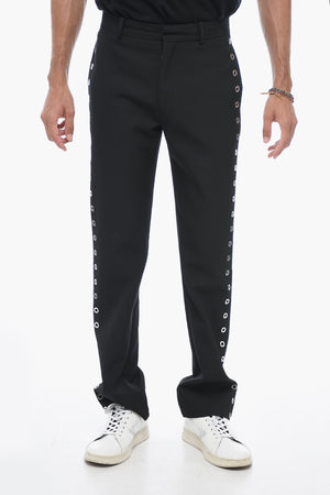 Slim-Fit Trousers With Eyelet Detail