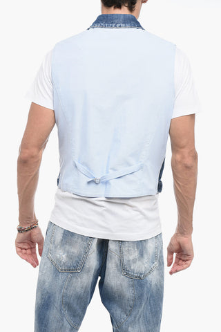 Gilet in Denim Effetto Distressed