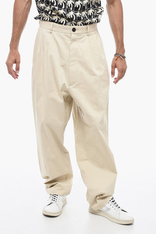 Double-pleated CROSS Cotton Pants