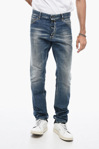 Jeans Delave con Dettaglio Distressed 17cm