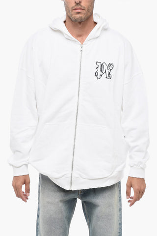 Felpa Con ZIp MONOGRAM In Cotone Garzato 