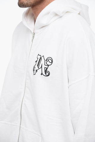 Felpa Con ZIp MONOGRAM In Cotone Garzato 