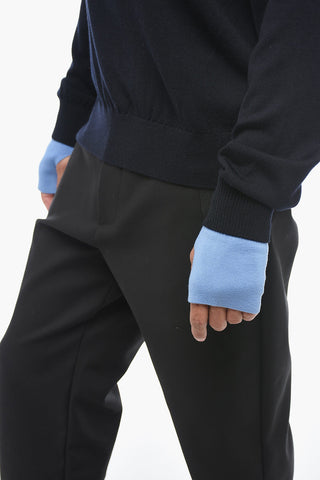 Wool Logoed Sweater with Layered Sleeves