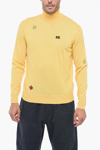 Turtleneck Sweater with Patchworks