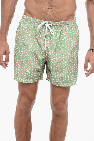 Costume da Bagno Boxer con Stampa Floreale