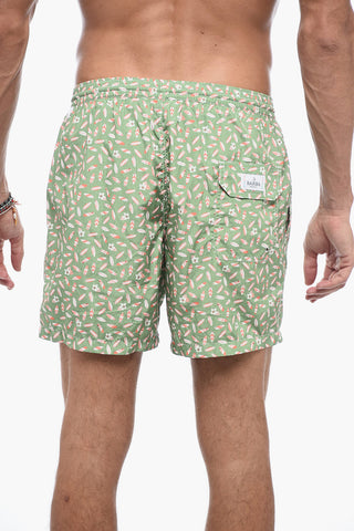 Costume da Bagno Boxer con Stampa Floreale