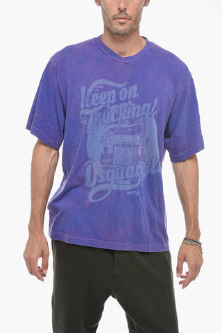 Acid Wash T-shirt with Lettering