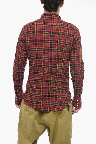 Check-patterned Shirt with Wrinkled Effect