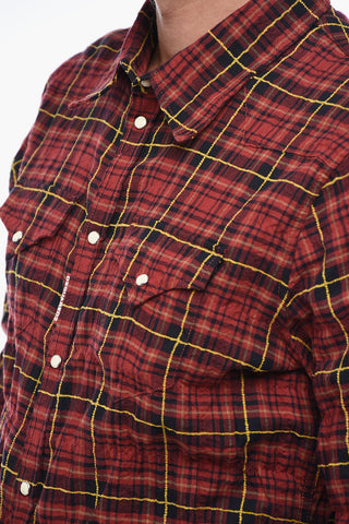 Check-patterned Shirt with Wrinkled Effect