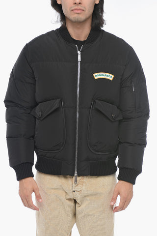 Puff Bomber Jacket with Logo Patch