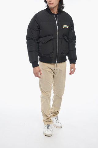 Puff Bomber Jacket with Logo Patch
