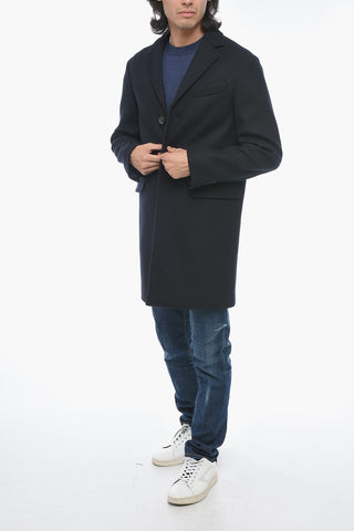 Virgin Wool Coat with Flap Pockets
