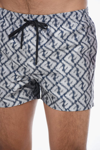 Costume da Bagno Boxer Monogram con Effetto Sbiadito