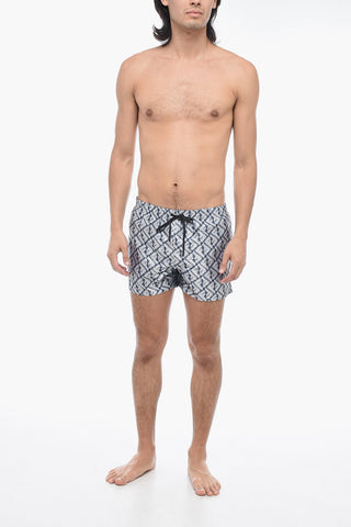 Costume da Bagno Boxer Monogram con Effetto Sbiadito