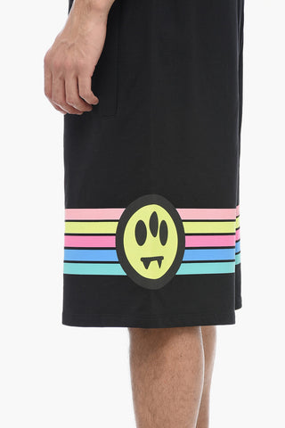 Jogger Shorts Stampati In Cotone Garzato 
