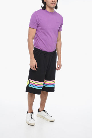 Jogger Shorts Stampati In Cotone Garzato 