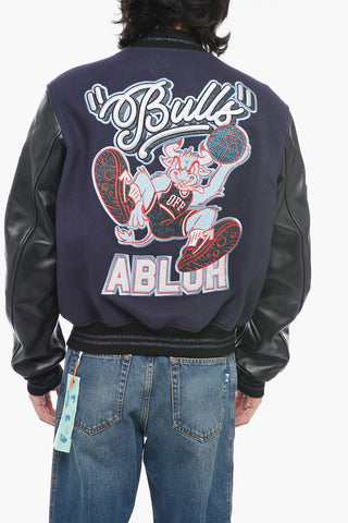 Leather Varsity Bomber with Patchwork