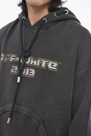 Printed Hoodie Sweatshirt with Eyelet Detail