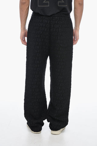 Bouclé Fabric Joggers with Logoed Pattern