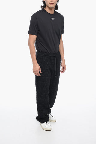 Bouclé Fabric Joggers with Logoed Pattern