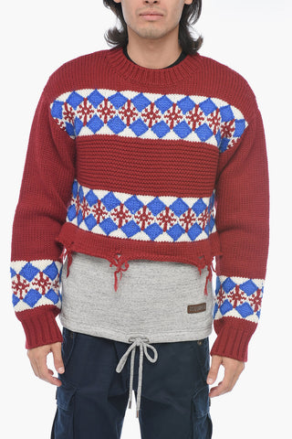 Maglia Hybrid Canadian in Jacquard con Dettaglio Distressed