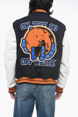 Leather Varsity Bomber with Patchwork