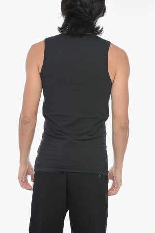 Cotton Skinny Fit Tank Top with Half Zip
